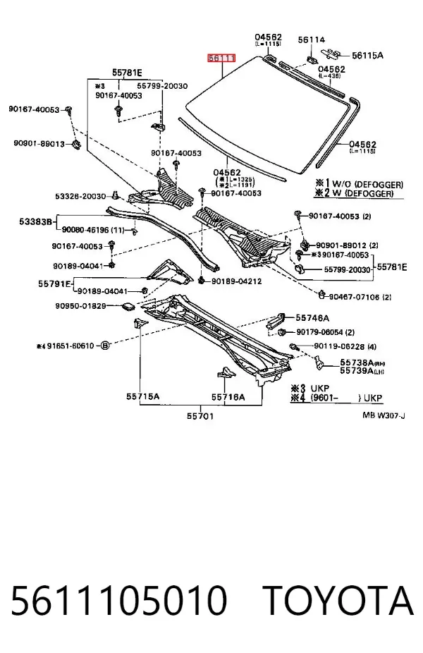 Лобовое стекло 5611105010 Toyota