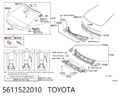 Пистон (клип) крепления молдинга лобового стекла TOYOTA 5611522010