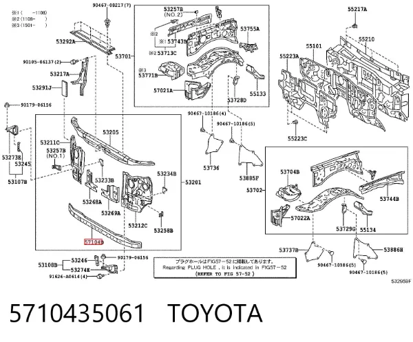 Суппорт радиатора нижний 5710435061 Toyota