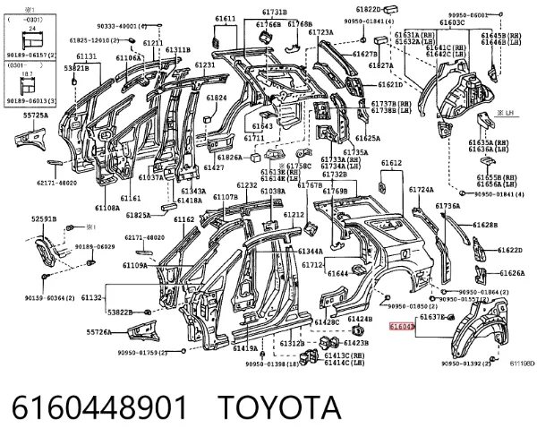 Арка крыла заднего левого 6160448901 Toyota