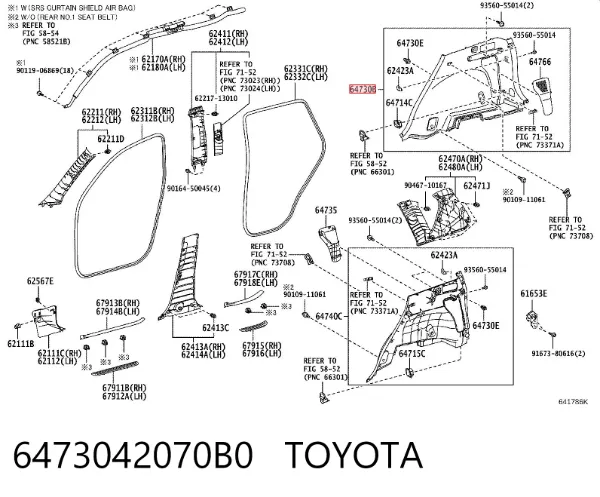 Облицовка багажного отсека правая 6473042070B0 Toyota