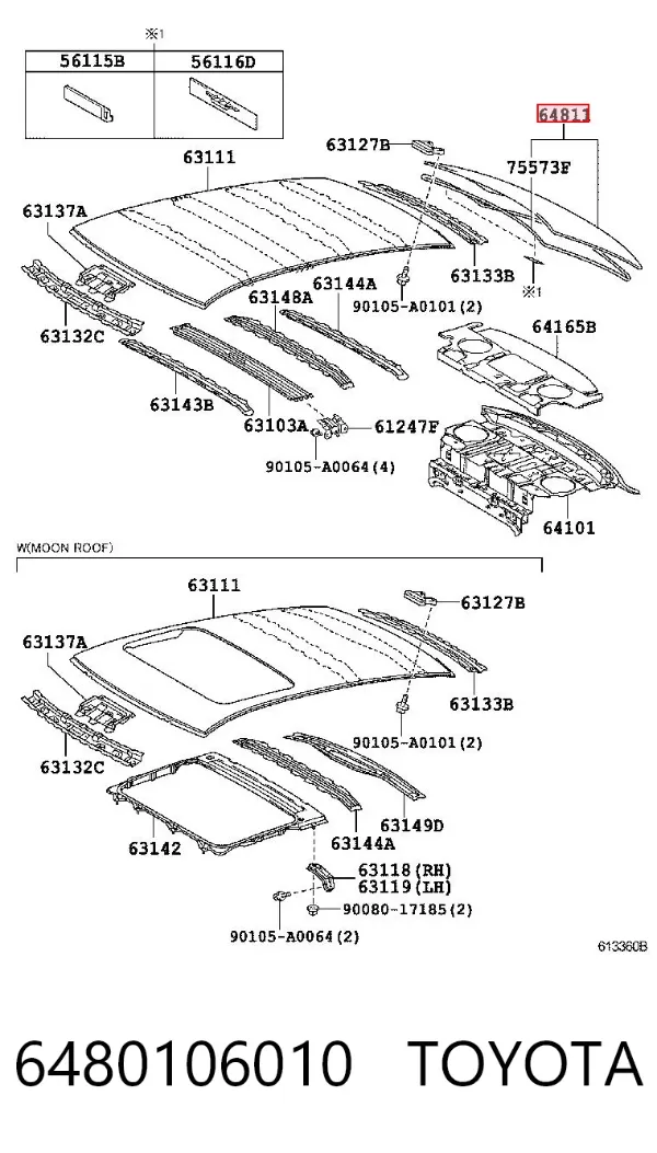 Заднее стекло 6480106010 Toyota