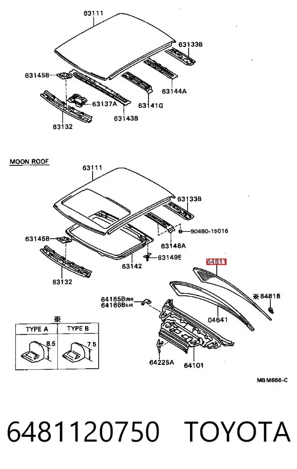 Заднее стекло 6481120750 Toyota