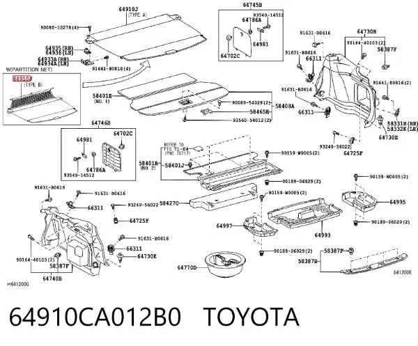  64910CA012B0 Toyota