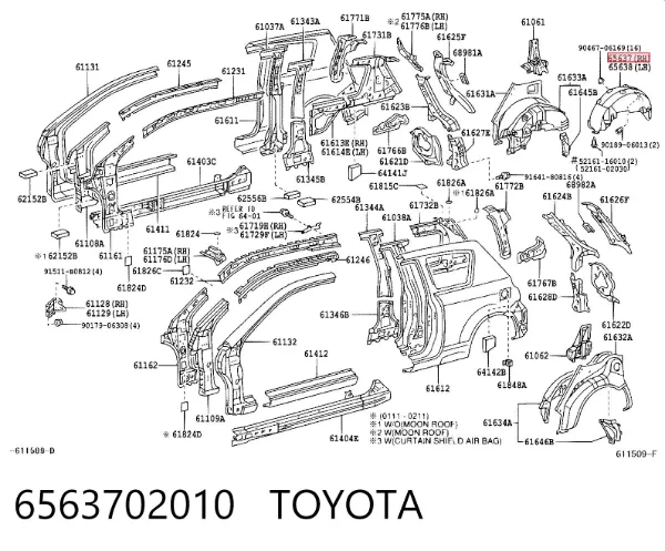 Подкрылок задний правый 6563702010 Toyota