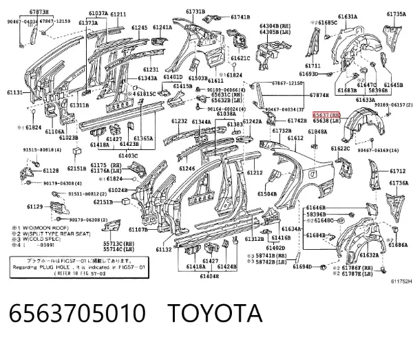 Подкрылок задний правый 6563705010 Toyota