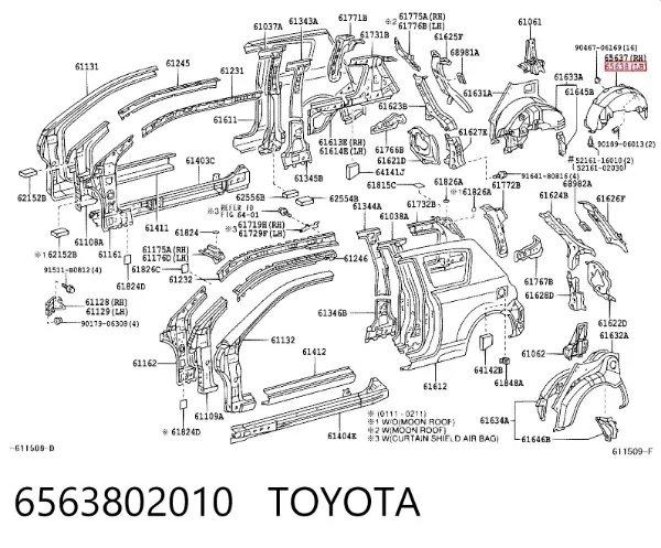 Подкрылок задний левый 6563802010 Toyota