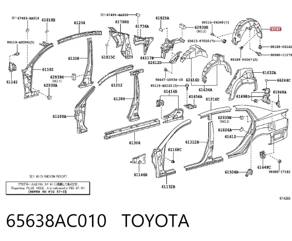 Подкрылок задний левый 65638AC010 Toyota
