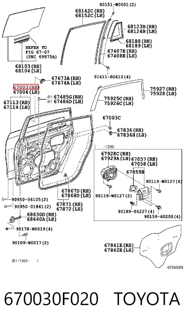 Дверь задняя правая 670030F020 Toyota