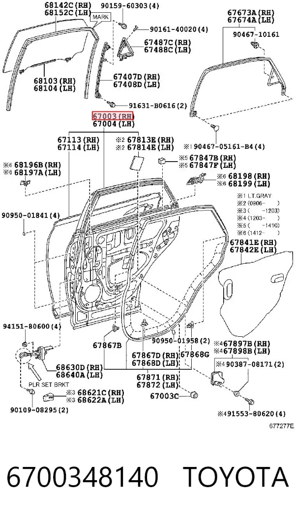 Дверь задняя правая 6700348140 Toyota