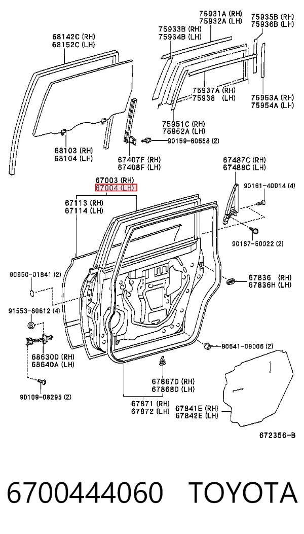 Дверь задняя левая 6700444060 Toyota