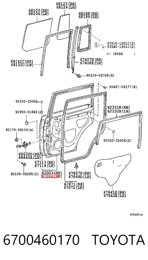 Дверь задняя левая Toyota Land Cruiser 90