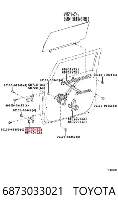 Петля двери передней правой TOYOTA 6873033021