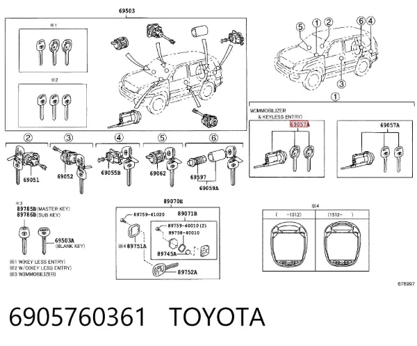 Замок зажигания 6905760361 Toyota