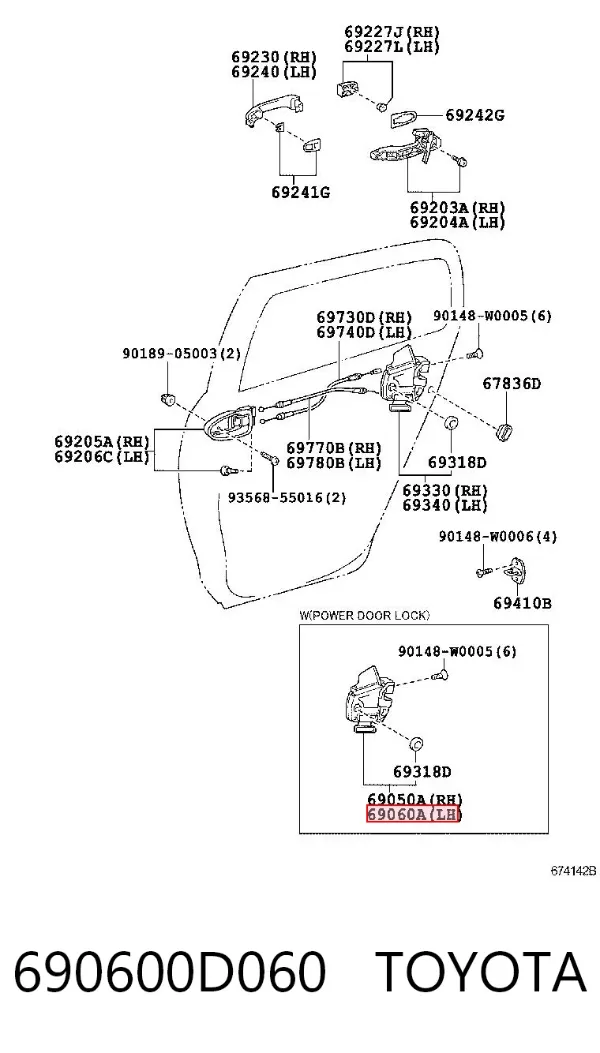 Замок двери задней левой Toyota Yaris SP90