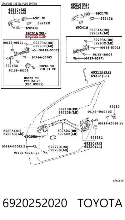 Держатель наружной ручки двери передней левой TOYOTA 6920252020
