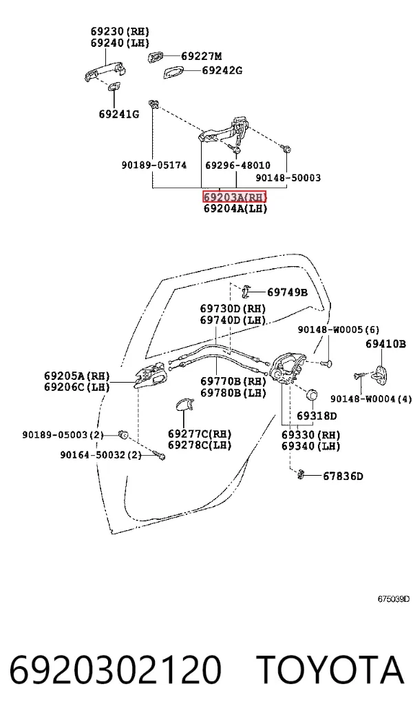 Держатель наружной ручки двери задней левой 6920302120 Toyota