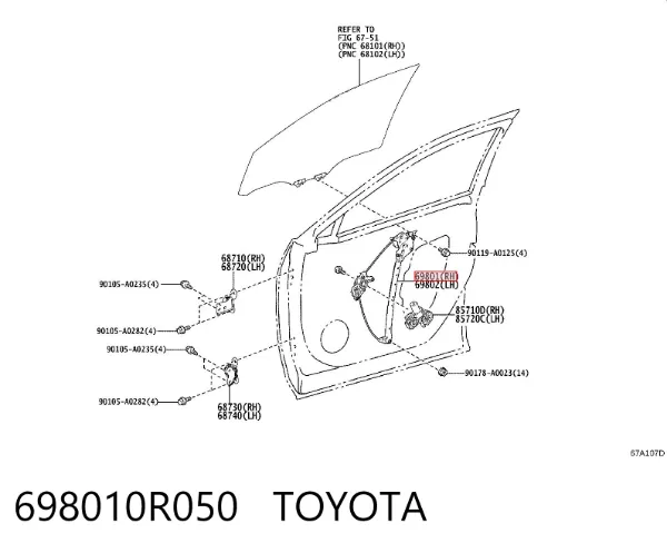 Стеклоподъемник передней правой двери 698010R050 Toyota