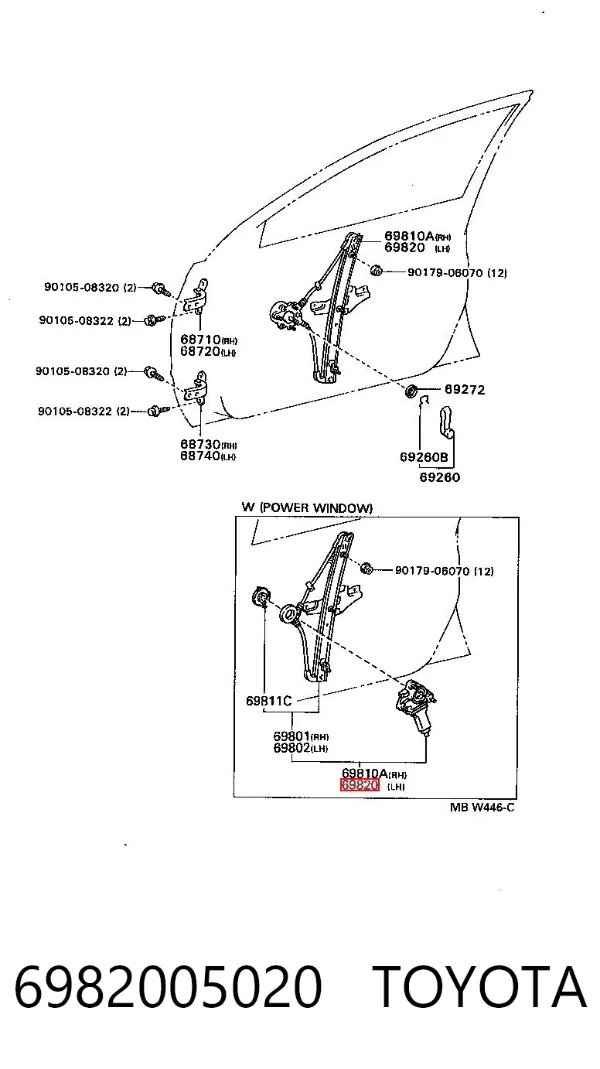 Стеклоподъемник передней левой двери 6982005020 Toyota