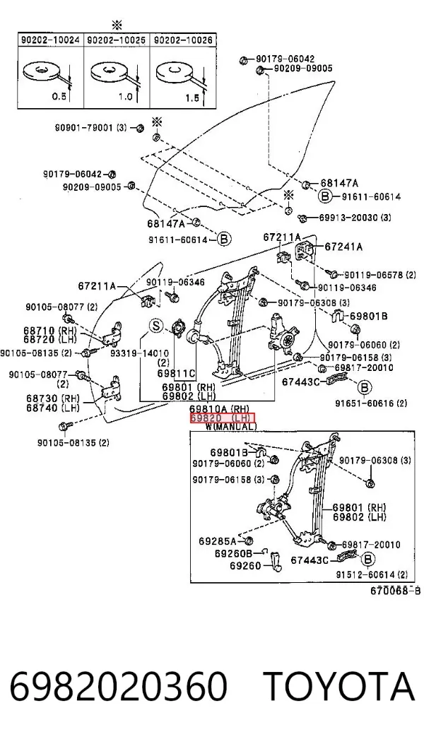 Стеклоподъемник передней левой двери 6982020360 Toyota