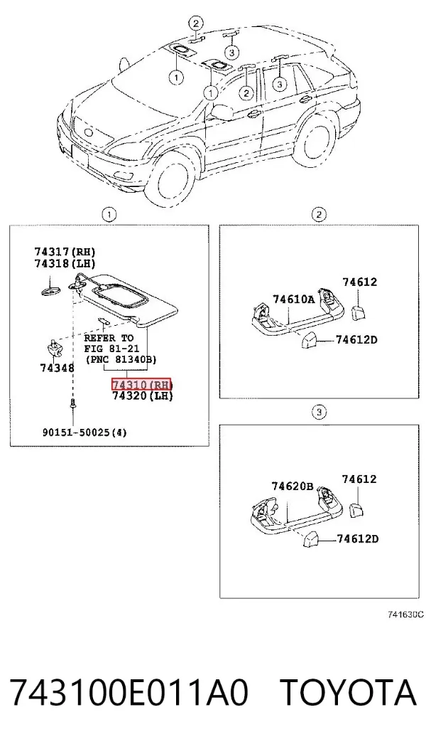 Солнцезащитный козырек 743100E011A0 Toyota