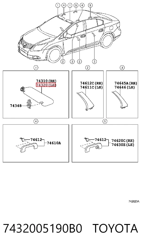 Солнцезащитный козырек 7432005190B0 Toyota