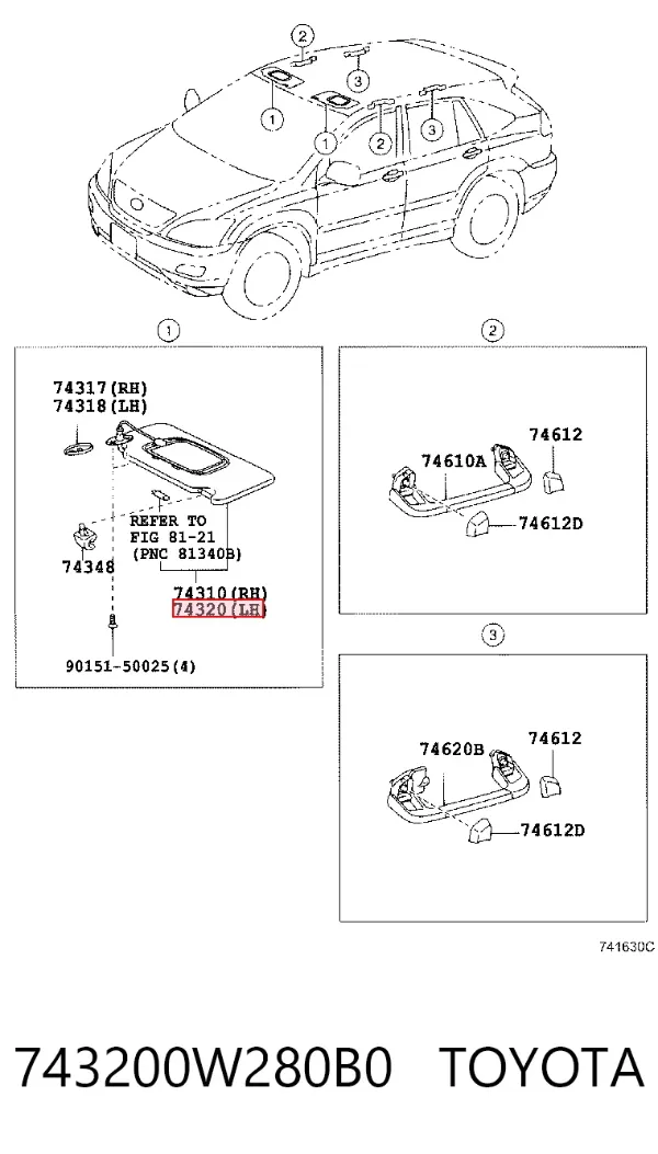 Солнцезащитный козырек Lexus RX 300/330/350/400H