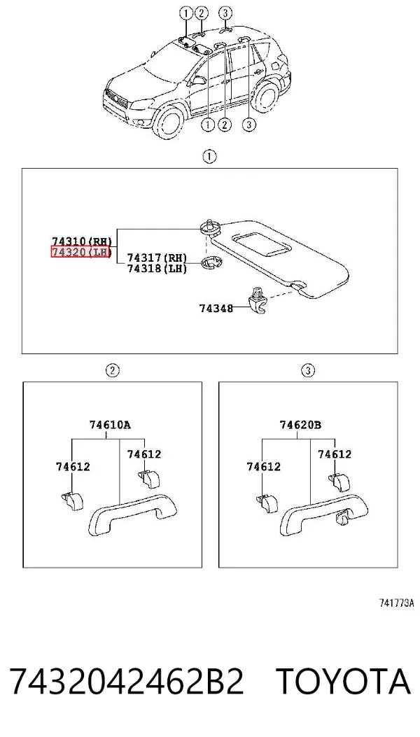 Солнцезащитный козырек 7432042462B2 Toyota