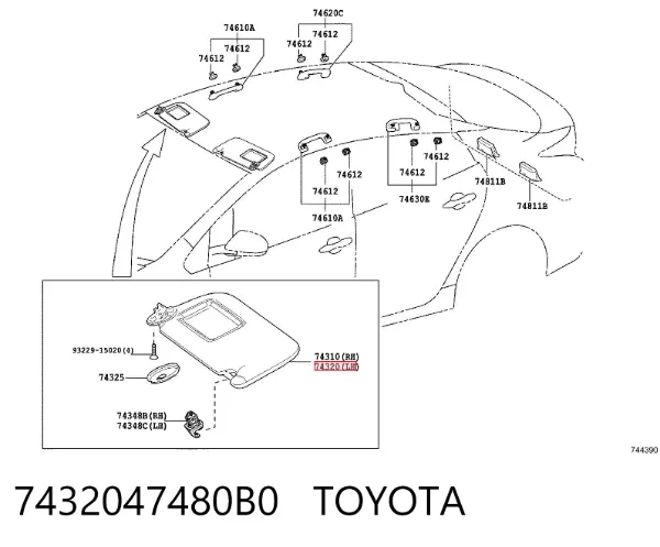 Солнцезащитный козырек 7432047480B0 Toyota