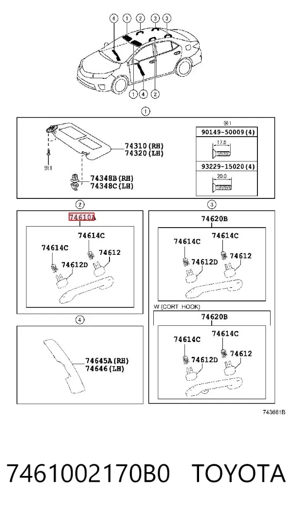 Ручка крыши салона 7461002170B0 Toyota