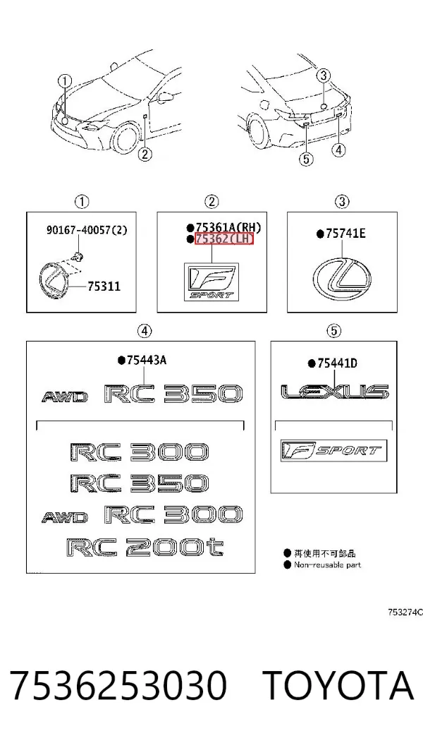  7536253030 Toyota