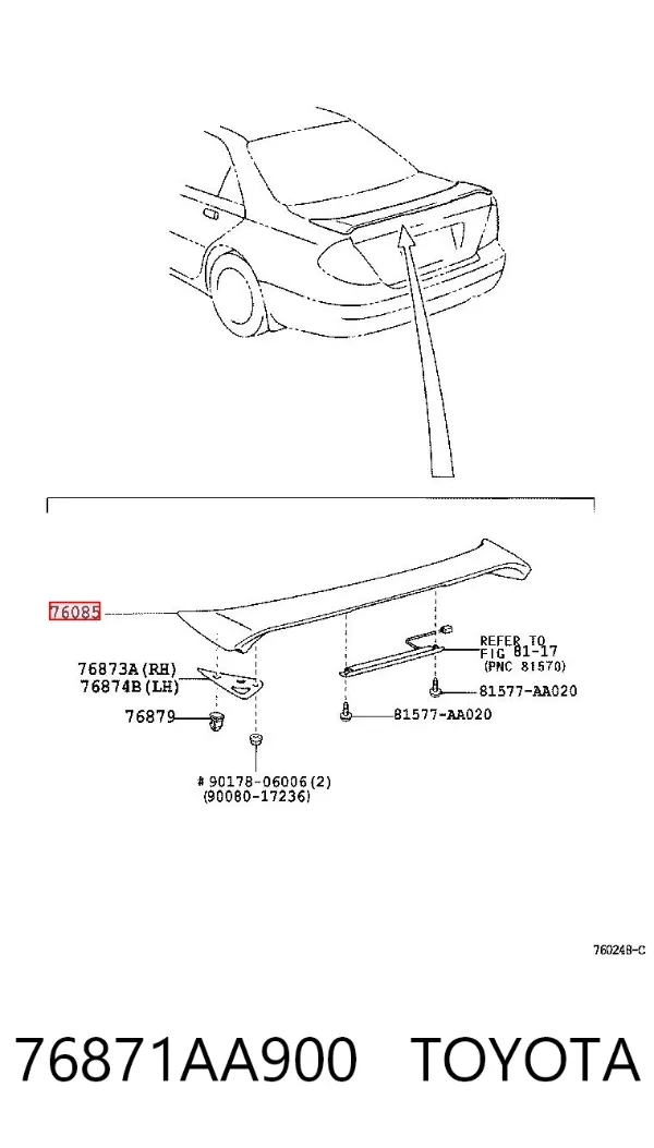 Спойлер крышки багажника 76871AA900 Toyota