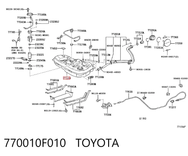 Бензобак 770010F010 Toyota