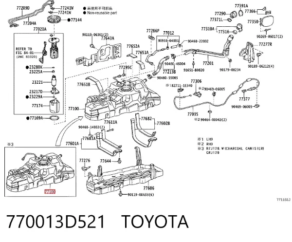 Бензобак 770013D521 Toyota