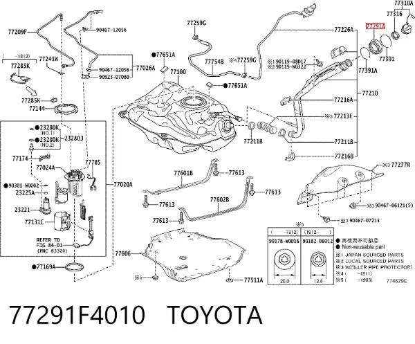 Корпус заливной горловины топливного бака 77291F4010 Toyota