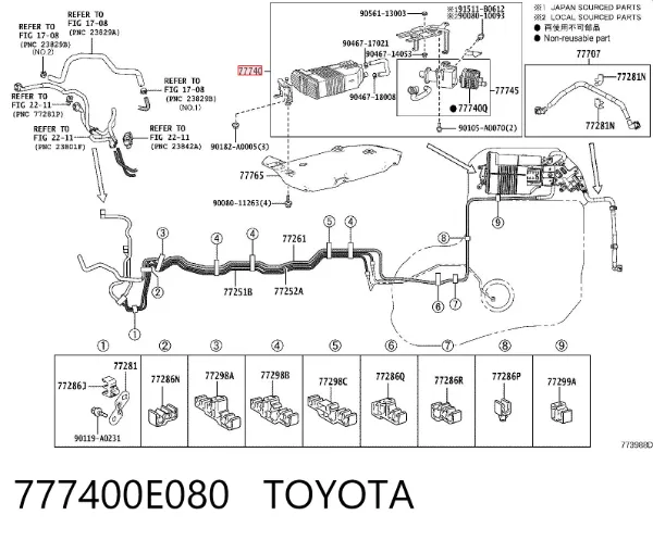 Фильтр адсорбера топливных паров 777400E080 Toyota
