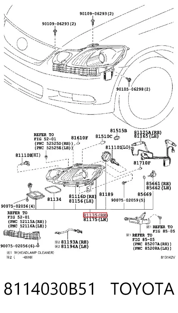 Правая фара 8114030B51 Toyota