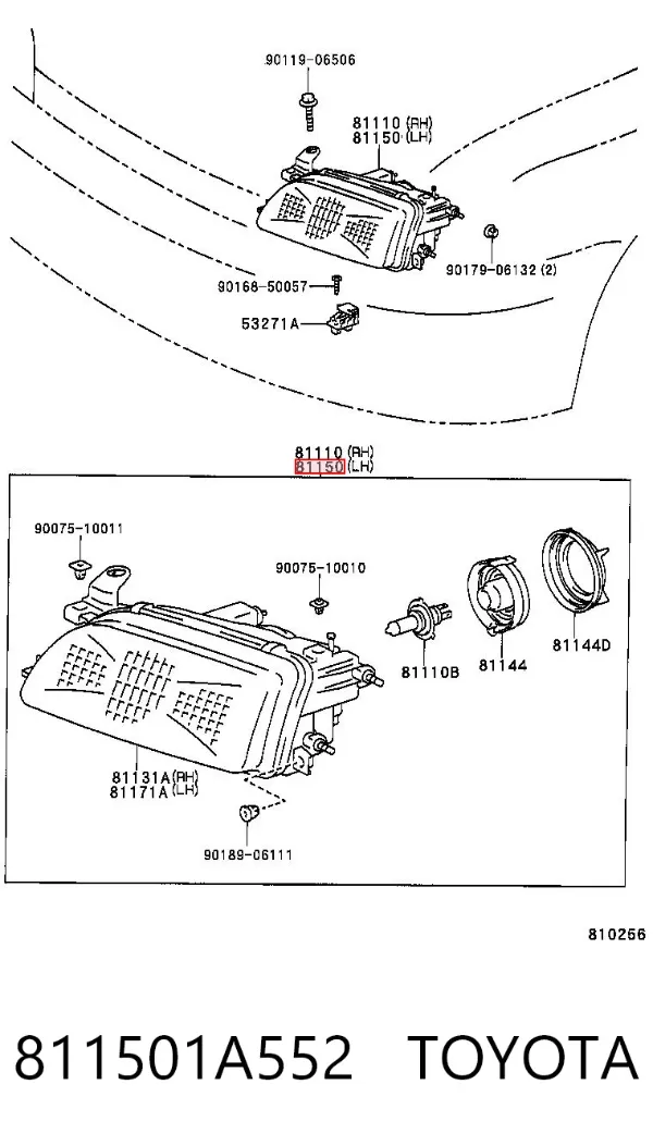 Левая фара 811501A552 Toyota