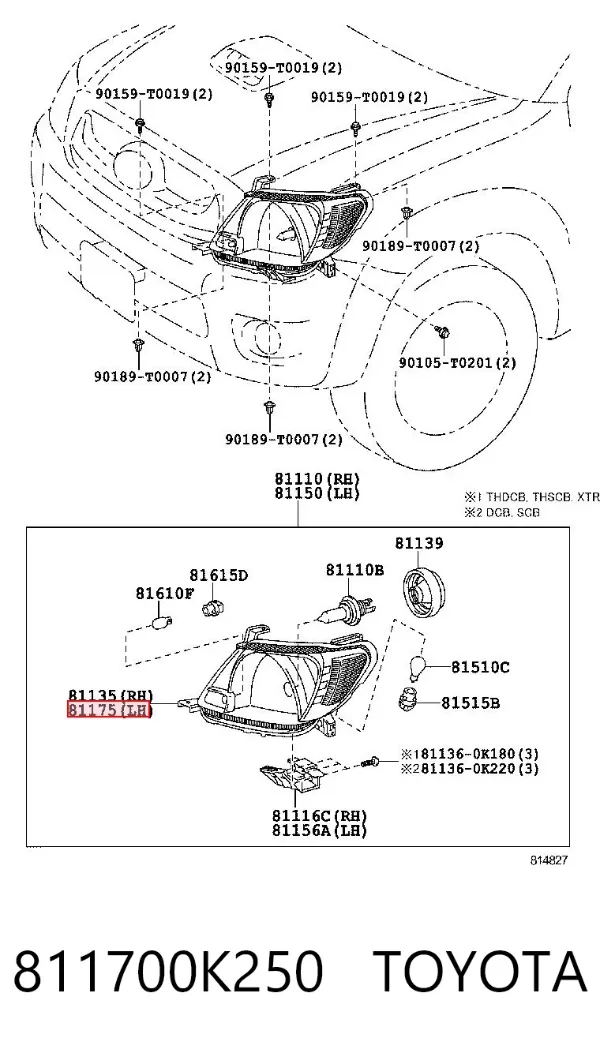 Левая фара 811700K250 Toyota