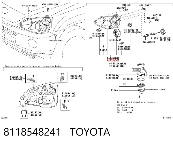Левая фара Lexus RX 300/330/350/400H