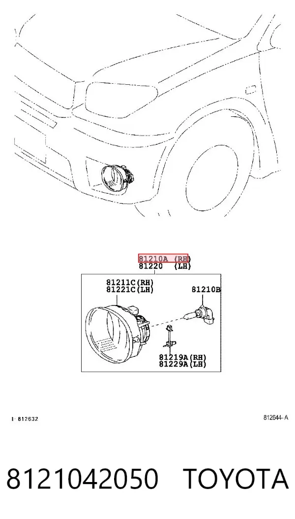 Фара противотуманная правая 8121042050 Toyota