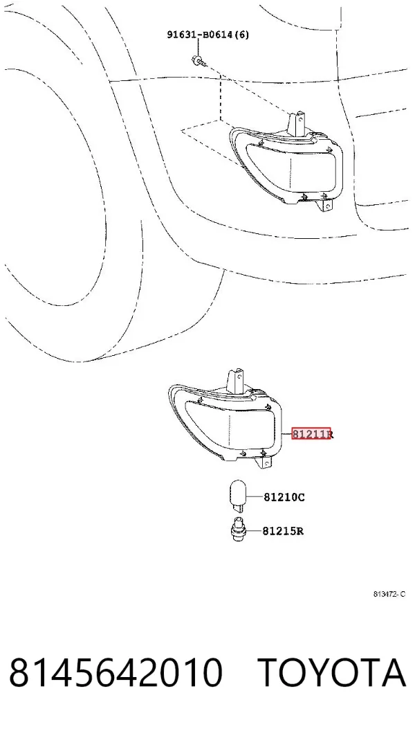 Фонарь противотуманный задний левый 8145642010 Toyota