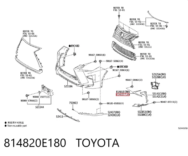 Ободок (окантовка) фары противотуманной левой 814820E180 Toyota
