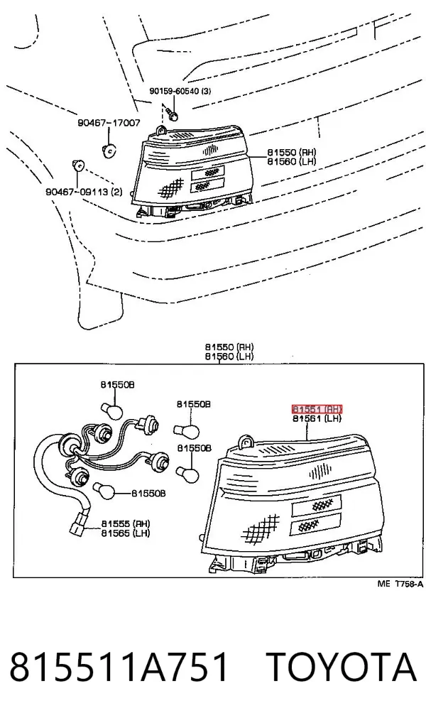 Задний фонарь 815511A751 Toyota