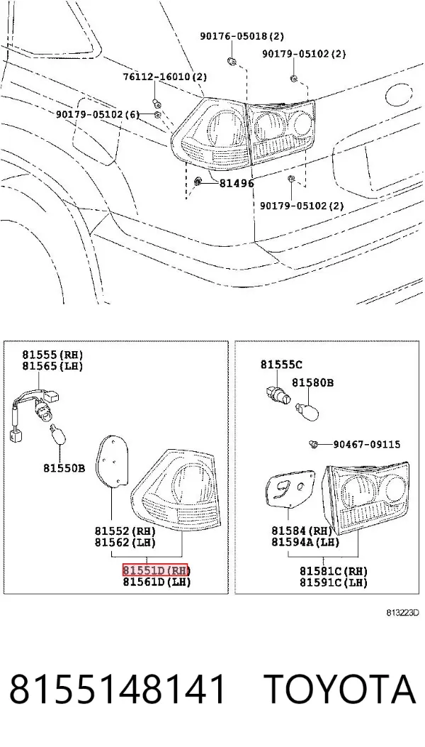 Задний фонарь 8155148141 Toyota