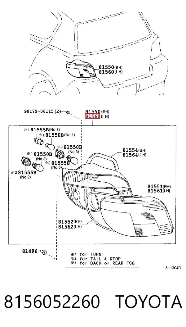 Фонарь задний левый 8156052260 Toyota