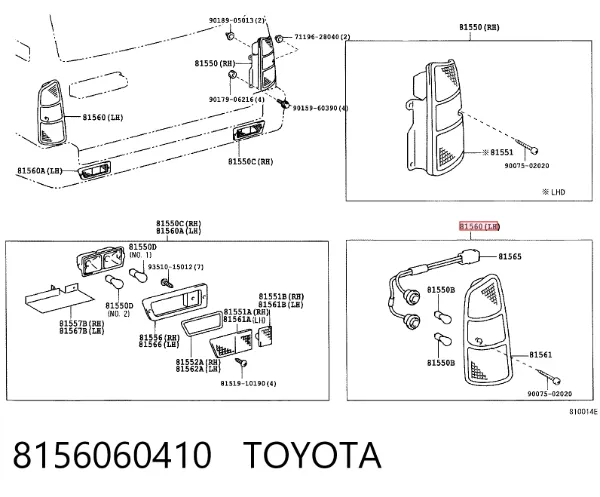 Фонарь задний левый 8156060410 Toyota