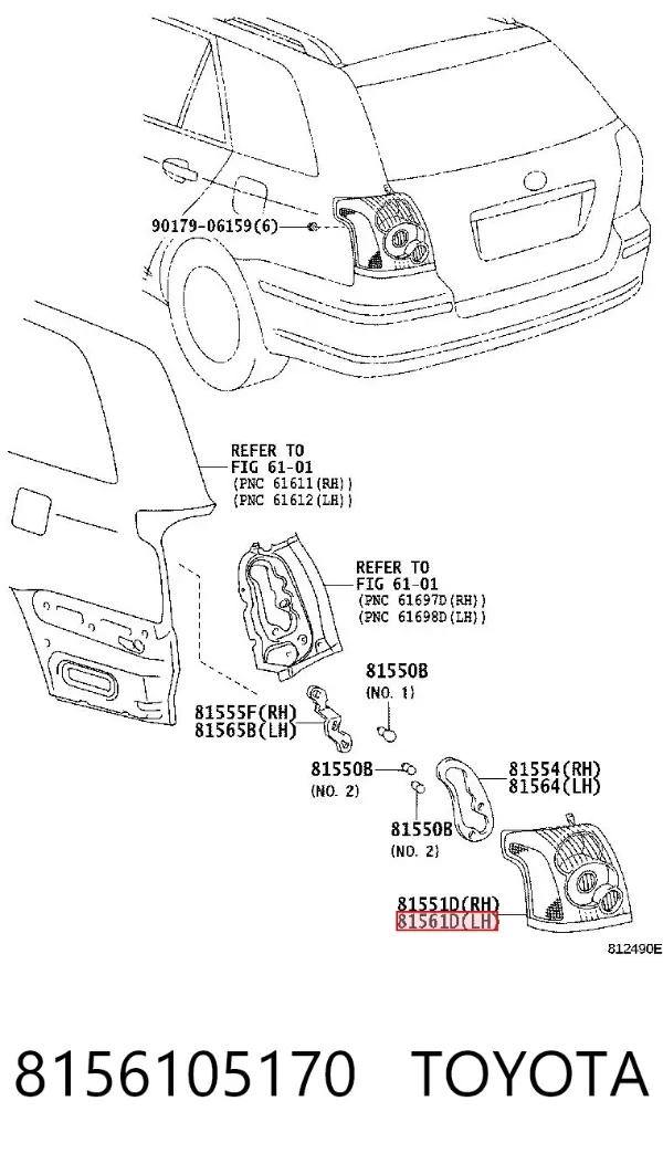 Фонарь задний левый Toyota Avensis II