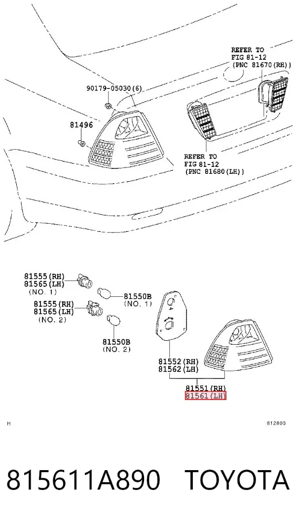 Фонарь задний левый 815611A890 Toyota