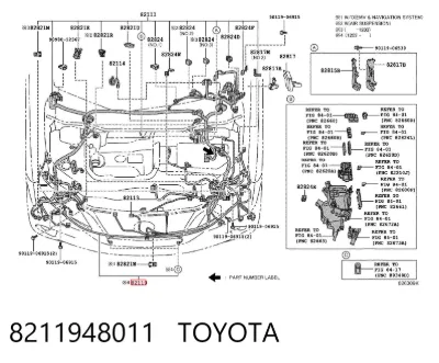 Кабель (провод) парктроника бампера переднего TOYOTA 8211948011